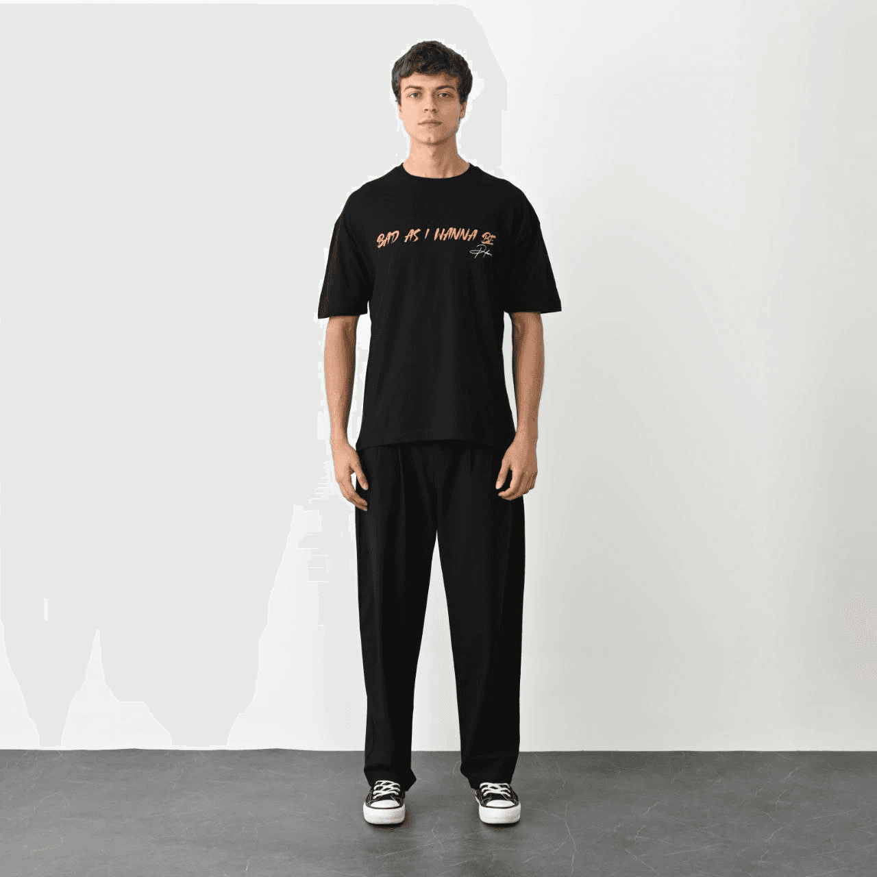 Erkek Baskılı T-Shirt Kısa Kol Bisiklet Yaka Regular Fit Rahat Kalıp Günlük Tişört - Siyah — görsel 1 / 6