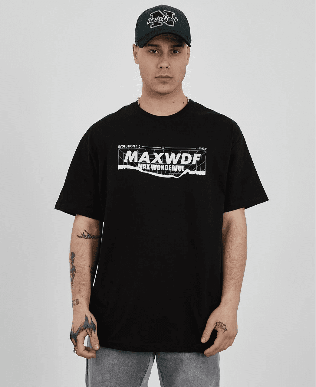 Erkek Kısa Kol Yazlık Tişört Bisiklet Yaka Baskılı Oversize T-Shirt - Siyah