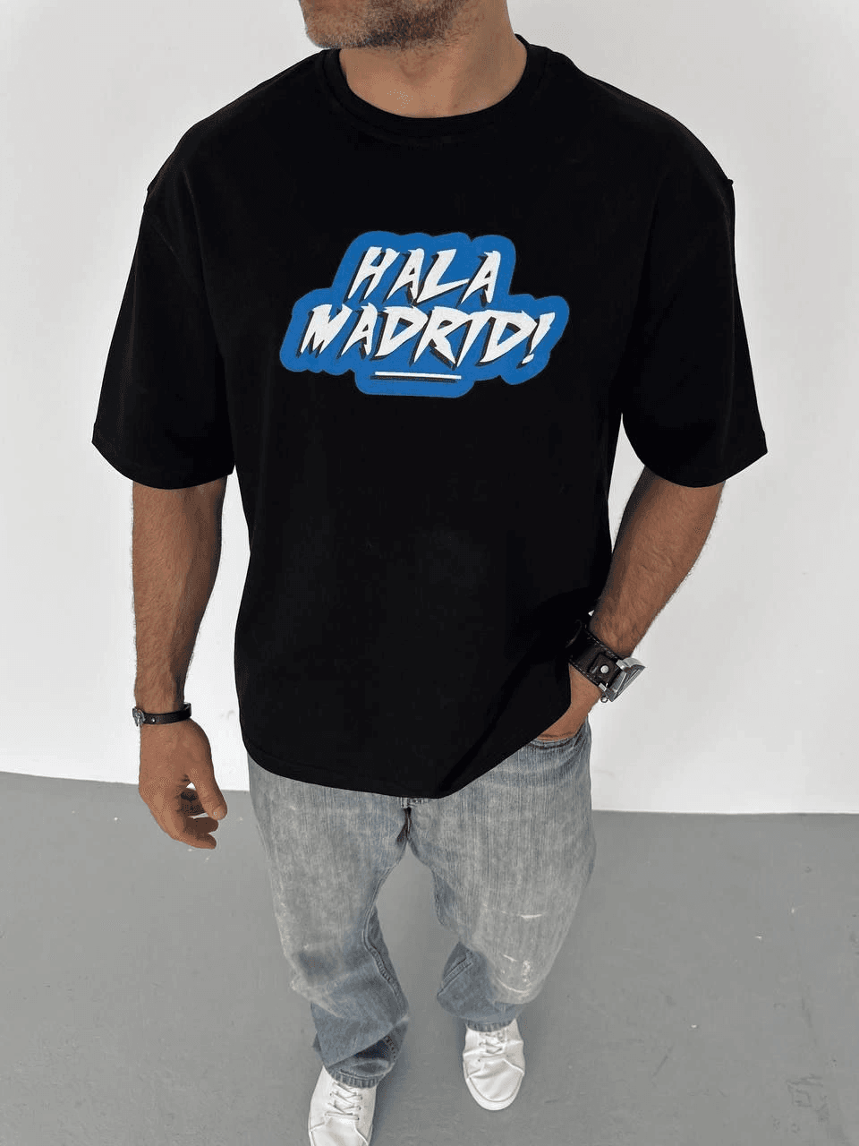 ERKEK Tişört Bisiklet Yaka Baskılı Regular fit T-Shirt - Siyah
