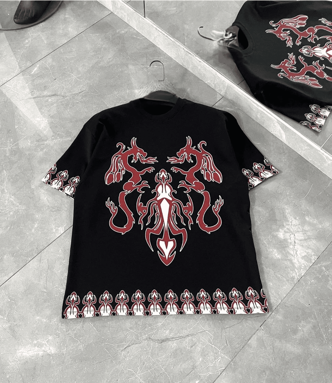 Erkek Kısa kol Bisiklet Yaka Baskılı Oversize T-Shirt - Siyah — görsel 1 / 2