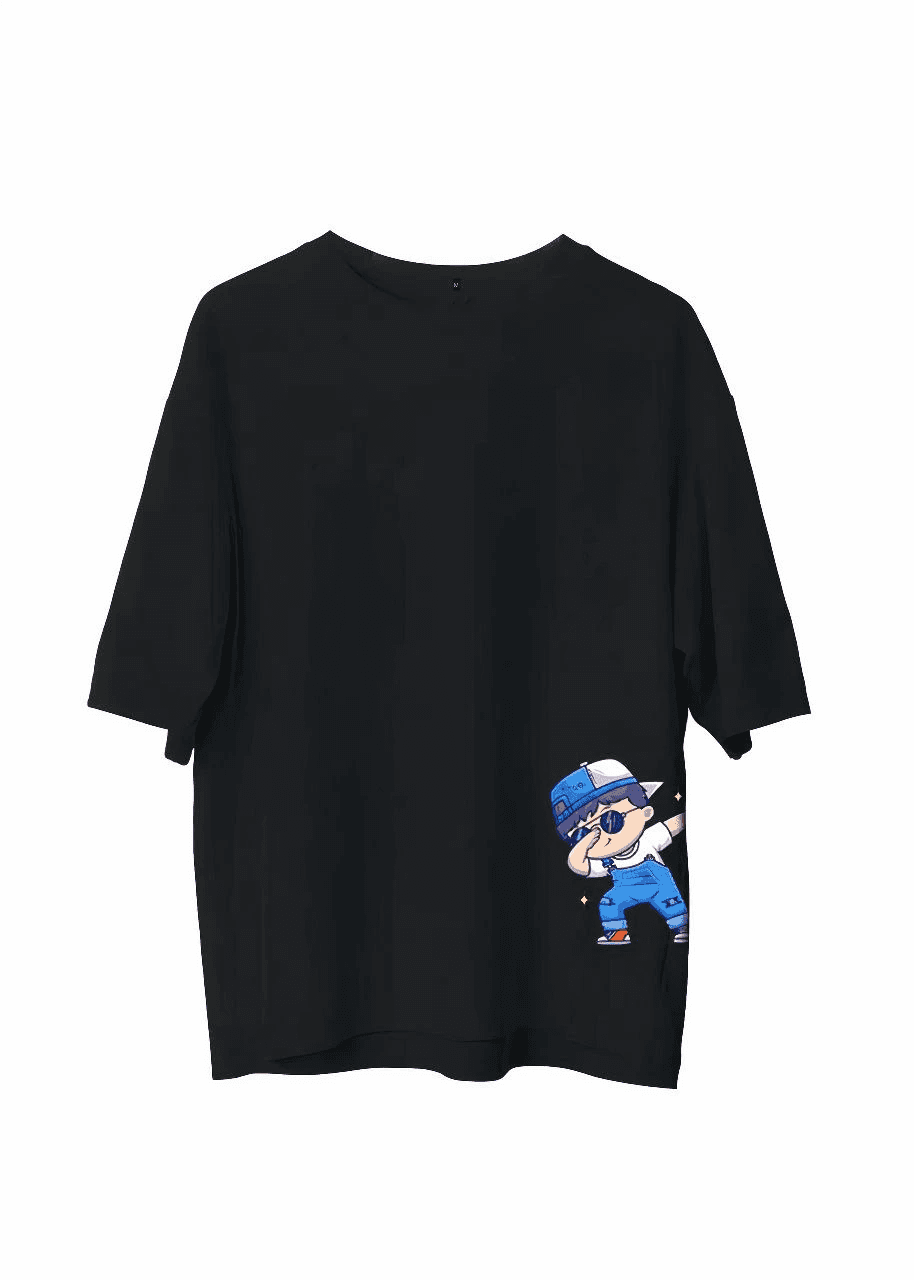 Erkek Baskılı T-Shirt Kısa Kol Bisiklet Yaka Regular Fit Rahat Kalıp Günlük Tişört - Siyah