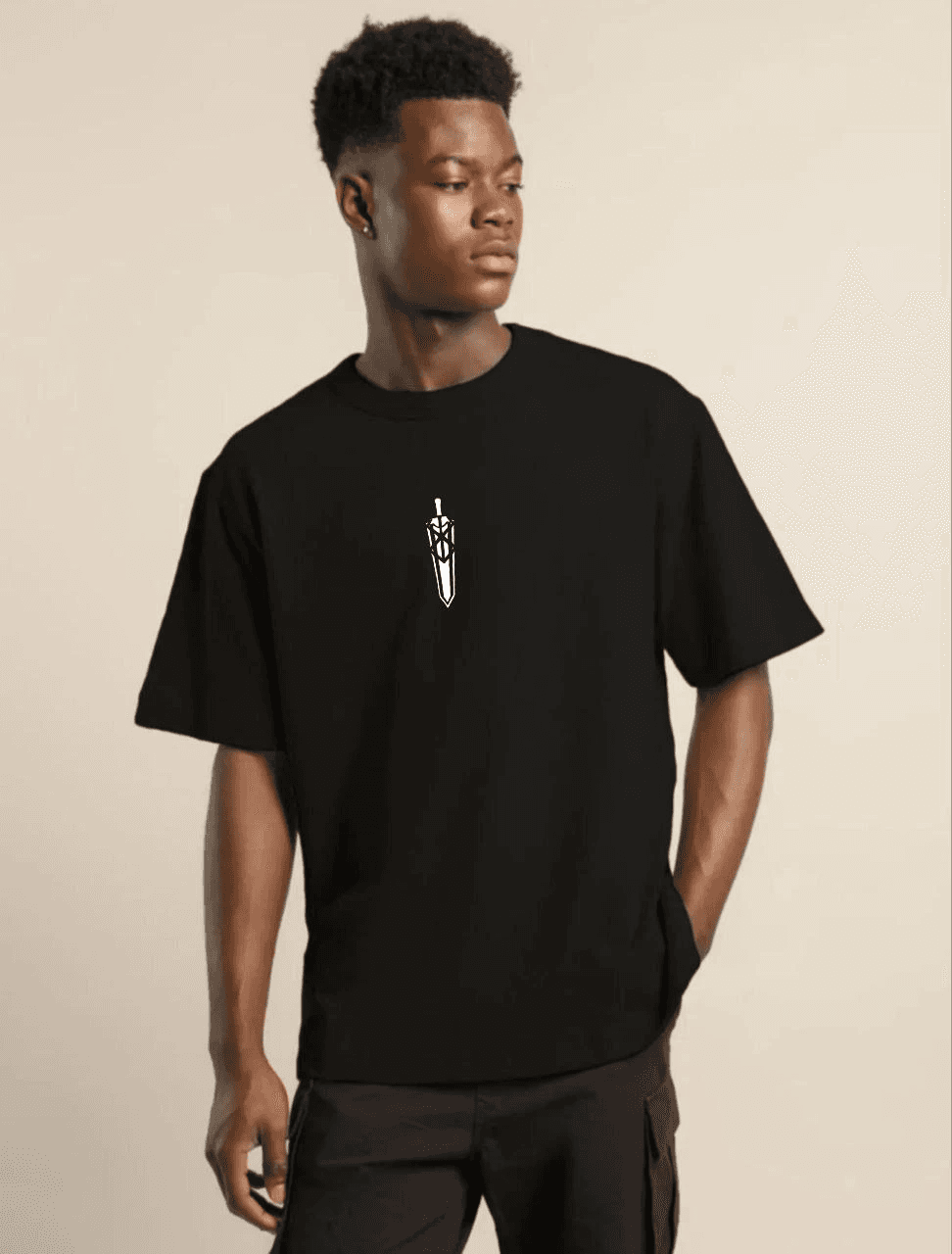 Erkek Baskılı T-Shirt Kısa Kol Bisiklet Yaka Regular Fit Rahat Kalıp Günlük Tişört - Siyah — görsel 1 / 2