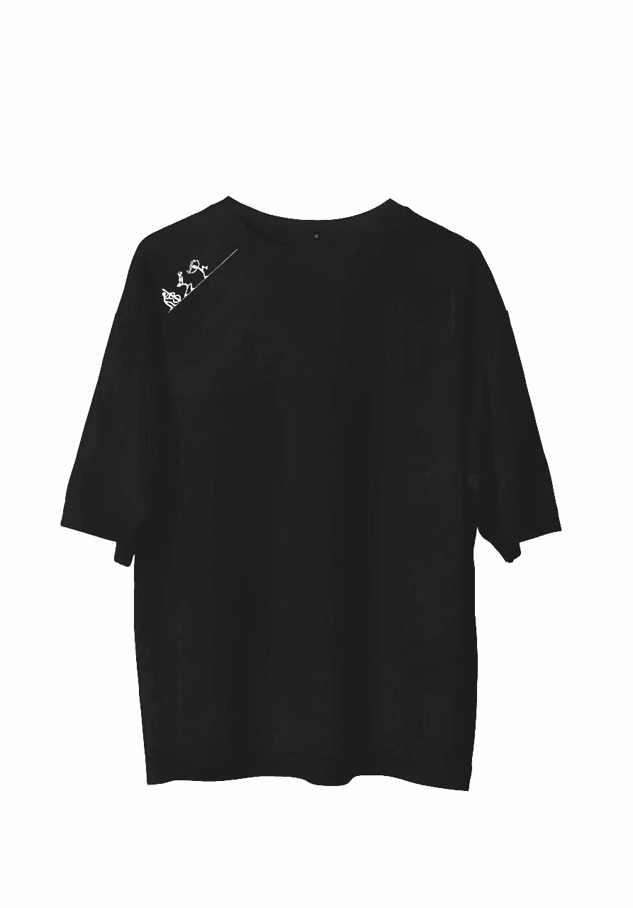 Erkek Baskılı T-Shirt Kısa Kol Bisiklet Yaka Regular Fit Rahat Kalıp Günlük Tişört - Siyah