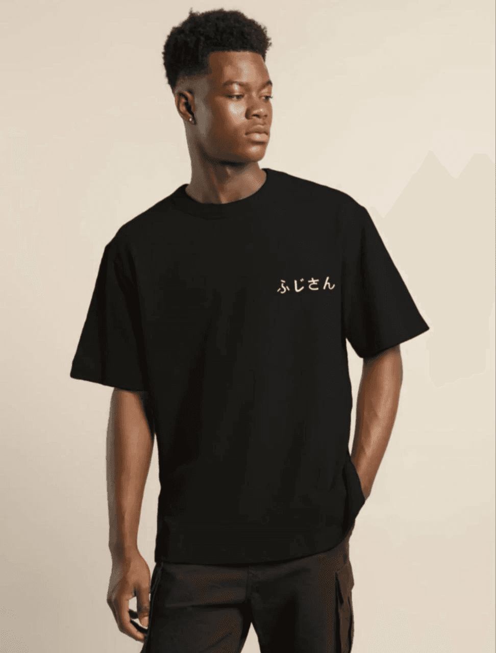 Erkek Kısa Kol Yazlık Tişört Bisiklet Yaka Baskılı Oversize T-Shirt - Siyah — görsel 1 / 5