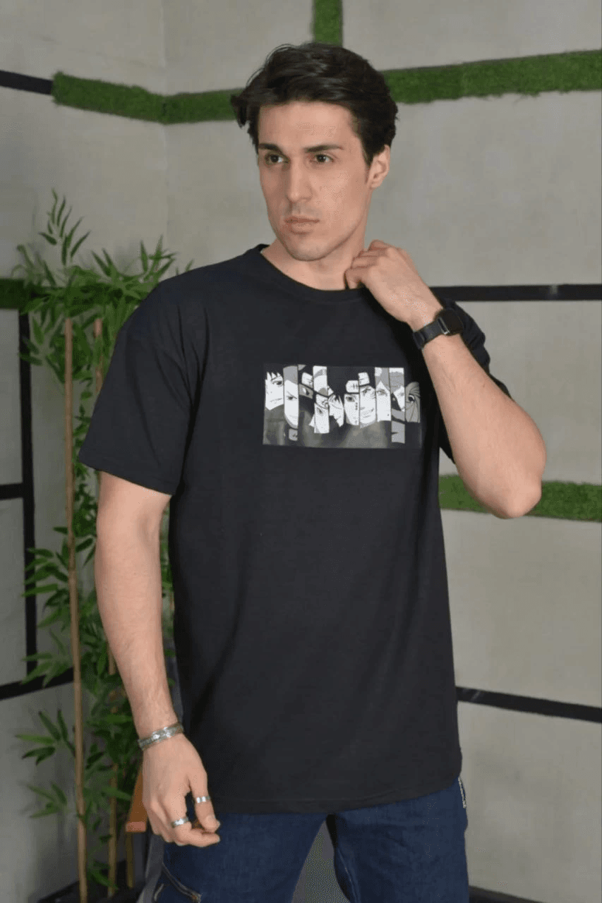 Erkek Kısa Kol Yazlık Tişört Bisiklet Yaka Baskılı Oversize T-Shirt - Siyah — görsel 1 / 3