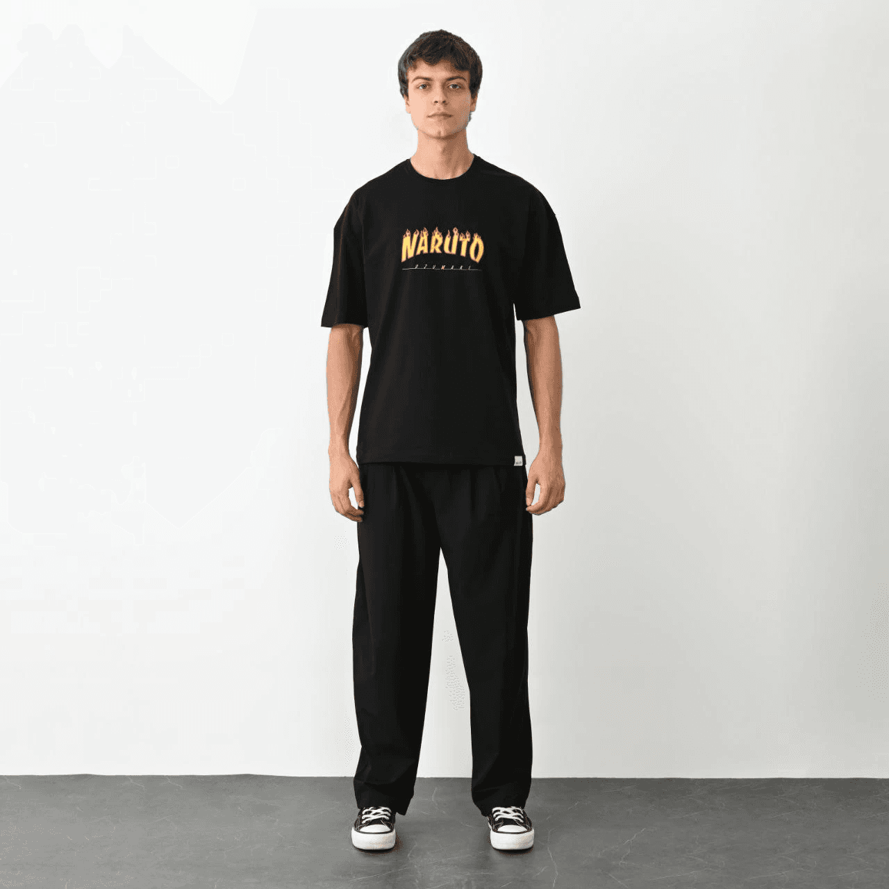 Erkek Baskılı T-Shirt Kısa Kol Bisiklet Yaka Regular Fit Rahat Kalıp Günlük Tişört - Siyah — görsel 1 / 3
