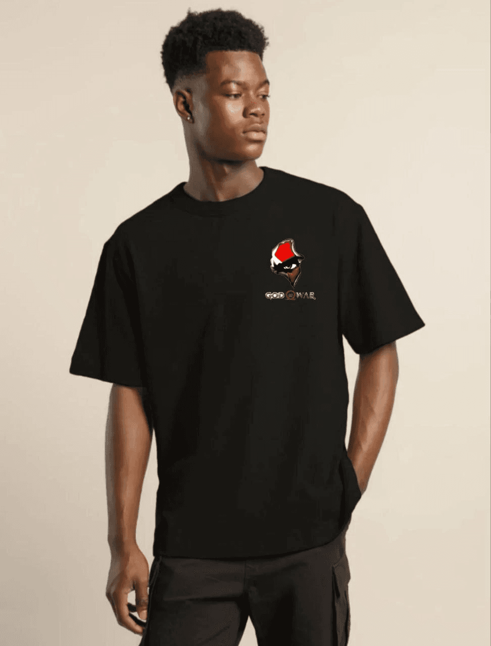 Erkek Baskılı T-Shirt Kısa Kol Bisiklet Yaka Regular Fit Rahat Kalıp Günlük Tişört - Siyah — görsel 1 / 3