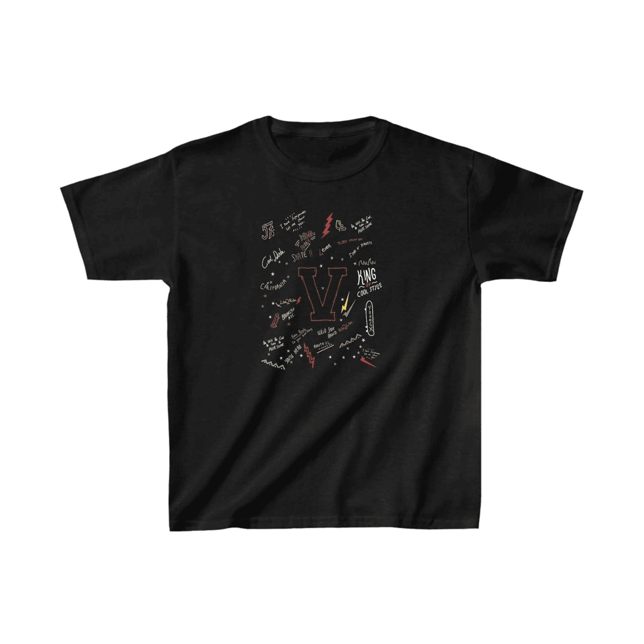 Unisex Çocuk Baskılı T-Shirt - Siyah