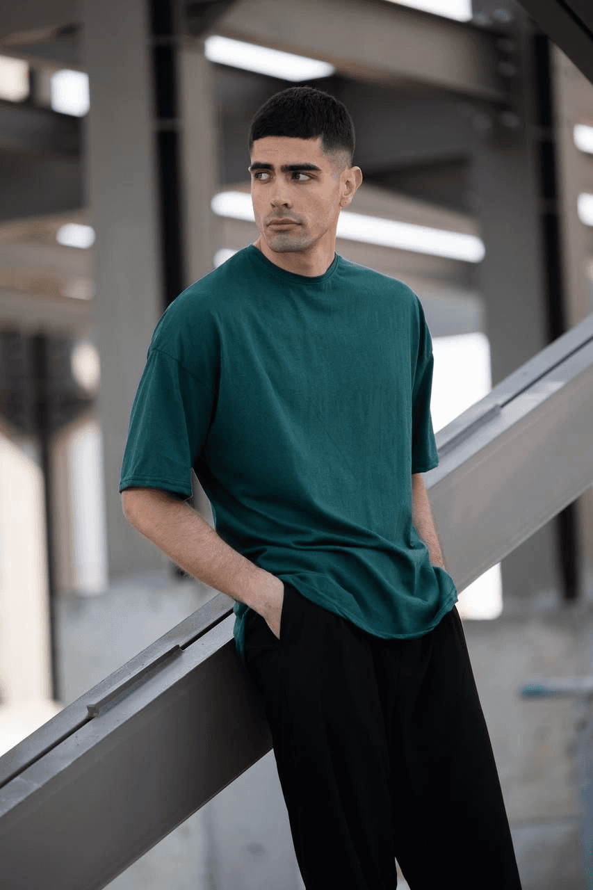 Erkek Düz T-Shirt Kısa Kol Bisiklet Yaka Regular Fit Rahat Kalıp Günlük Tişört - Haki — görsel 1 / 4