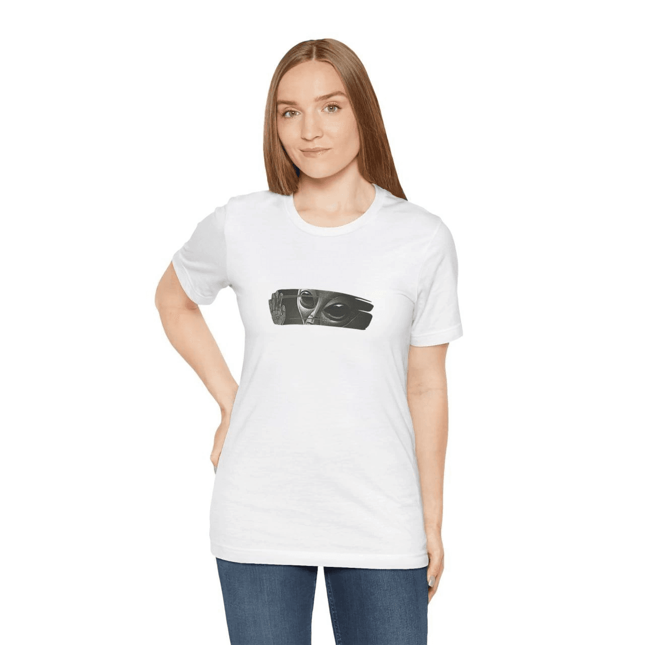 Kadın Bisiklet Yaka Baskılı kısa kol T-Shirt - Beyaz
