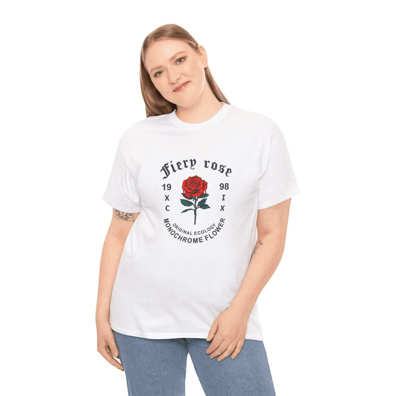 Kadın Bisiklet Yaka Baskılı Kısa kol T-Shirt - Beyaz