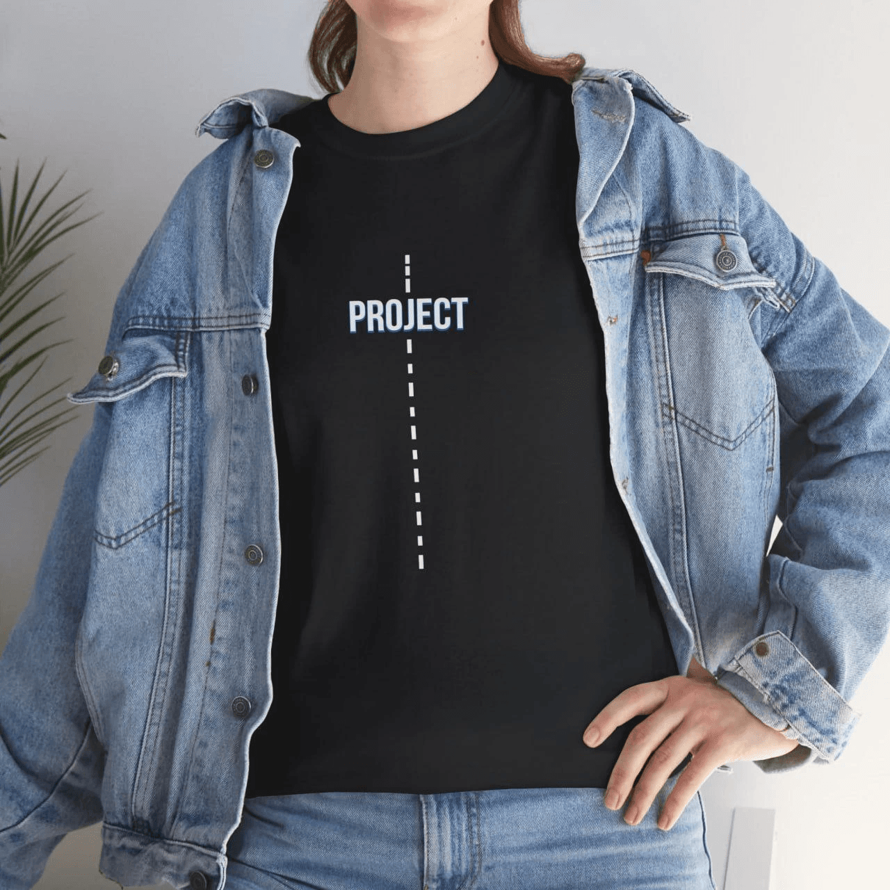 Kadın Bisiklet Yaka Baskılı Kısa kol T-Shirt - Siyah