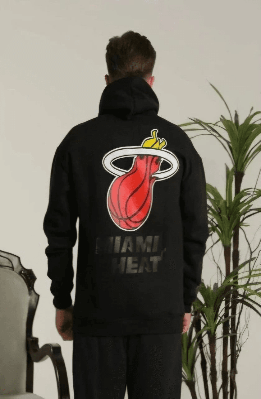 Erkek 3 İplik Pamuklu Kapüşonlu Baskılı Cepli Oversize Sweatshirt Hoodie - Siyah — görsel 1 / 2