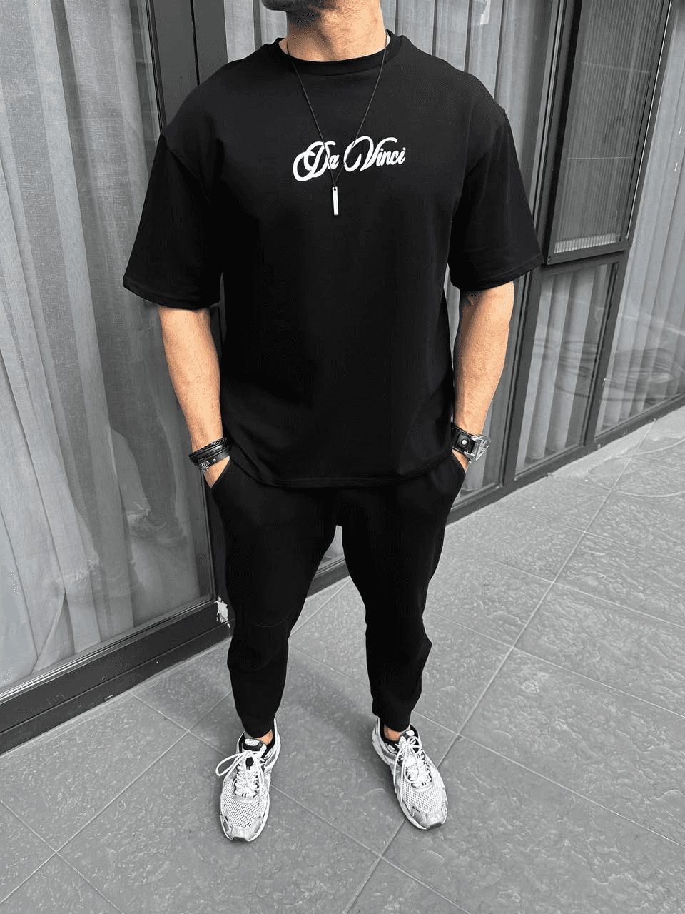 Erkek Baskılı T-Shirt Kısa Kol Bisiklet Yaka Regular Fit Rahat Kalıp Günlük Tişört - Siyah — görsel 1 / 6