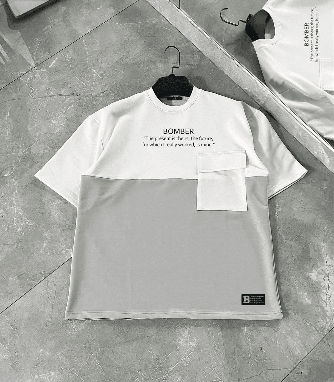 ERKEK Tişört Torba Cepli Parçalı Kısa Kol T-Shirt - Gri — görsel 1 / 2