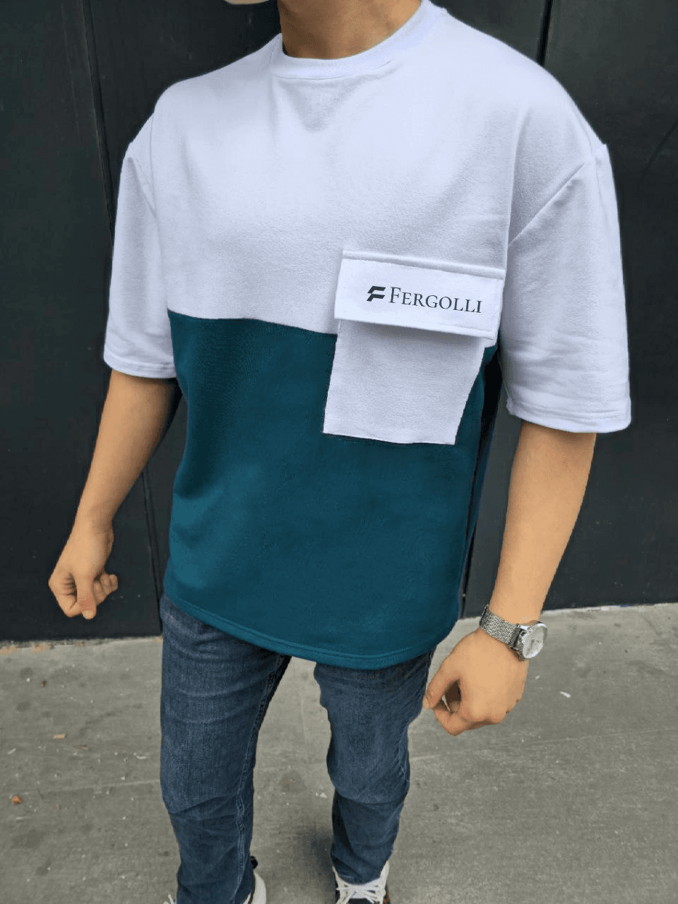 ERKEK Tişört Torba Cepli Parçalı Kısa Kol T-Shirt - Lacivert — görsel 1 / 2