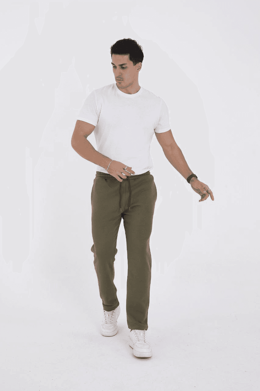 Erkek Üç İplik Basic Eşofman Pantolon - Haki