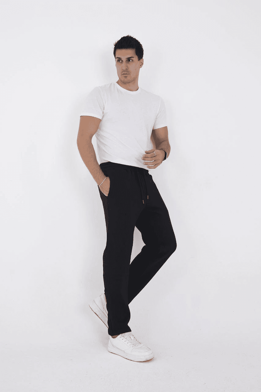 Erkek Üç İplik Basic Eşofman Pantolon - Siyah