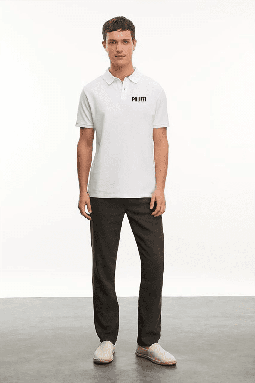 Erkek Polo Yaka Düğmeli Tişört Pike Baskılı T-Shirt - Beyaz — görsel 1 / 3