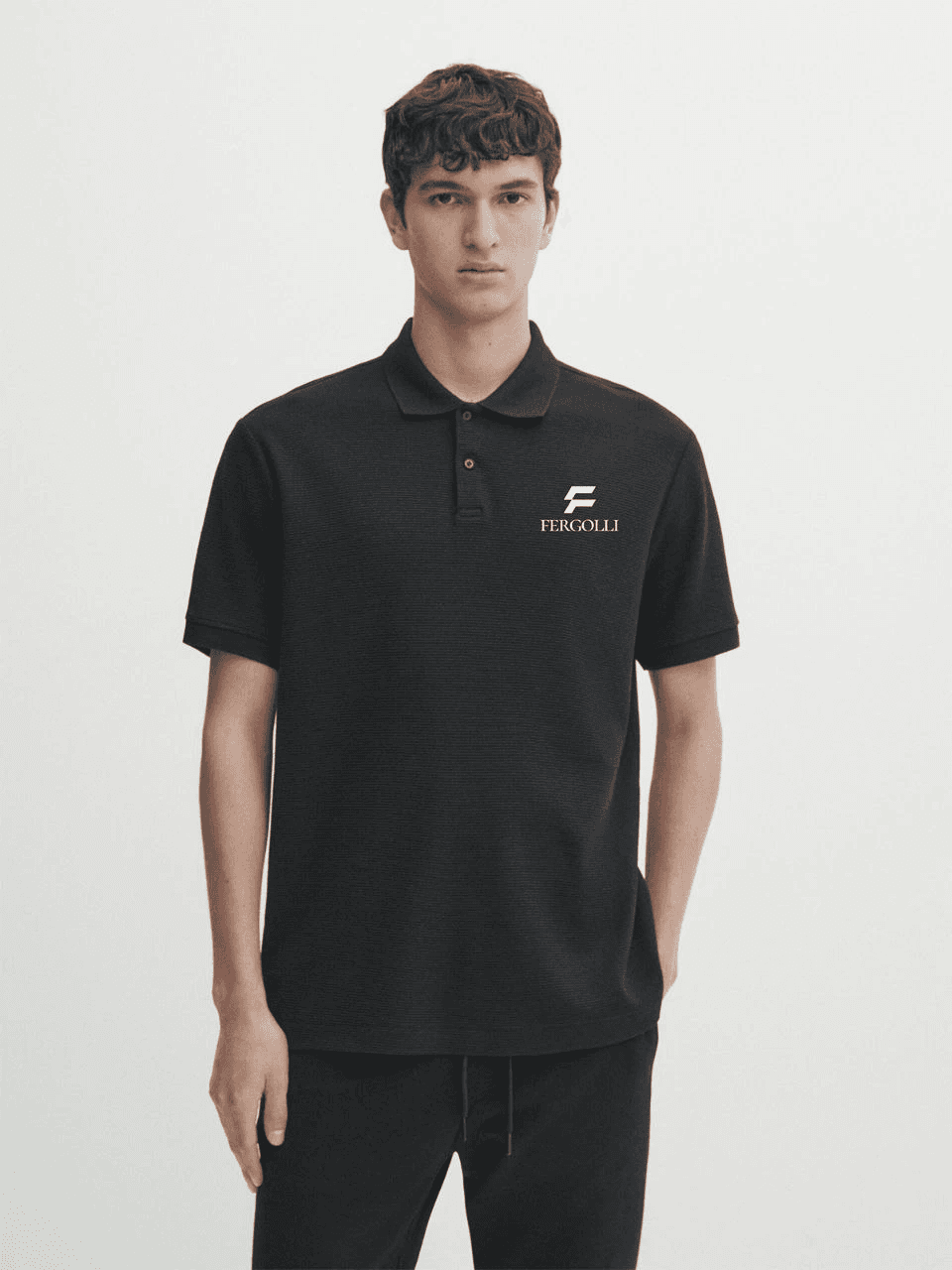 Erkek Pike Polo Yaka Tişört Düğmeli Baskılı T-Shirt - Beyaz — görsel 1 / 3