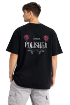 Erkek Kısa Kol Yazlık Tişört Bisiklet Yaka Baskılı Oversize T-Shirt - Siyah