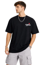 Erkek Kısa Kol Yazlık Tişört Bisiklet Yaka Baskılı Oversize T-Shirt - Siyah