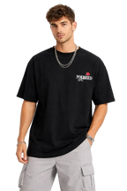 Erkek Kısa Kol Yazlık Tişört Bisiklet Yaka Baskılı Oversize T-Shirt - Siyah