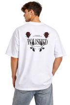 Erkek Kısa Kol Yazlık Tişört Bisiklet Yaka Baskılı Oversize T-Shirt - Beyaz