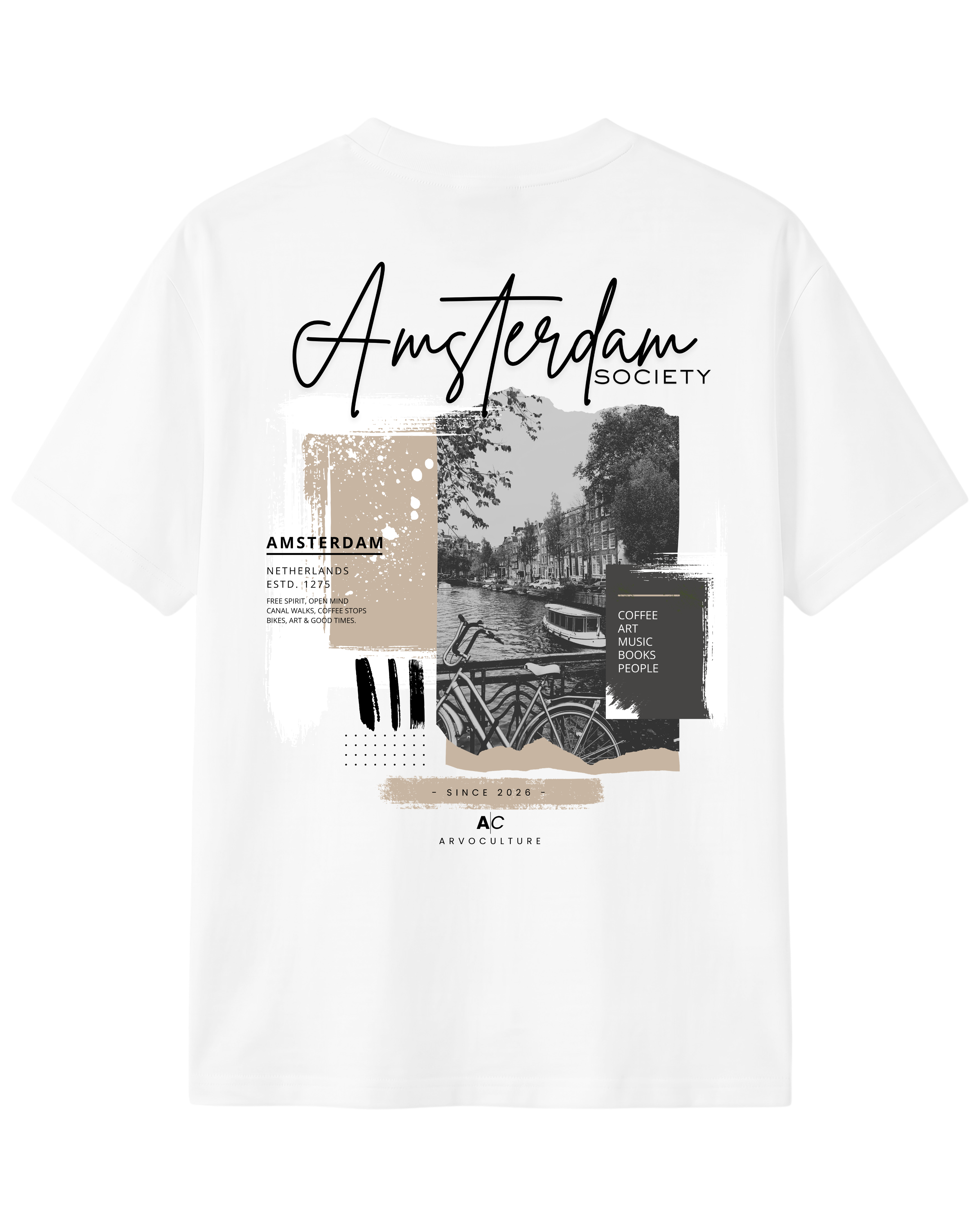 The Society Collection Amsterdam Oversize Unisex Tişört - Beyaz