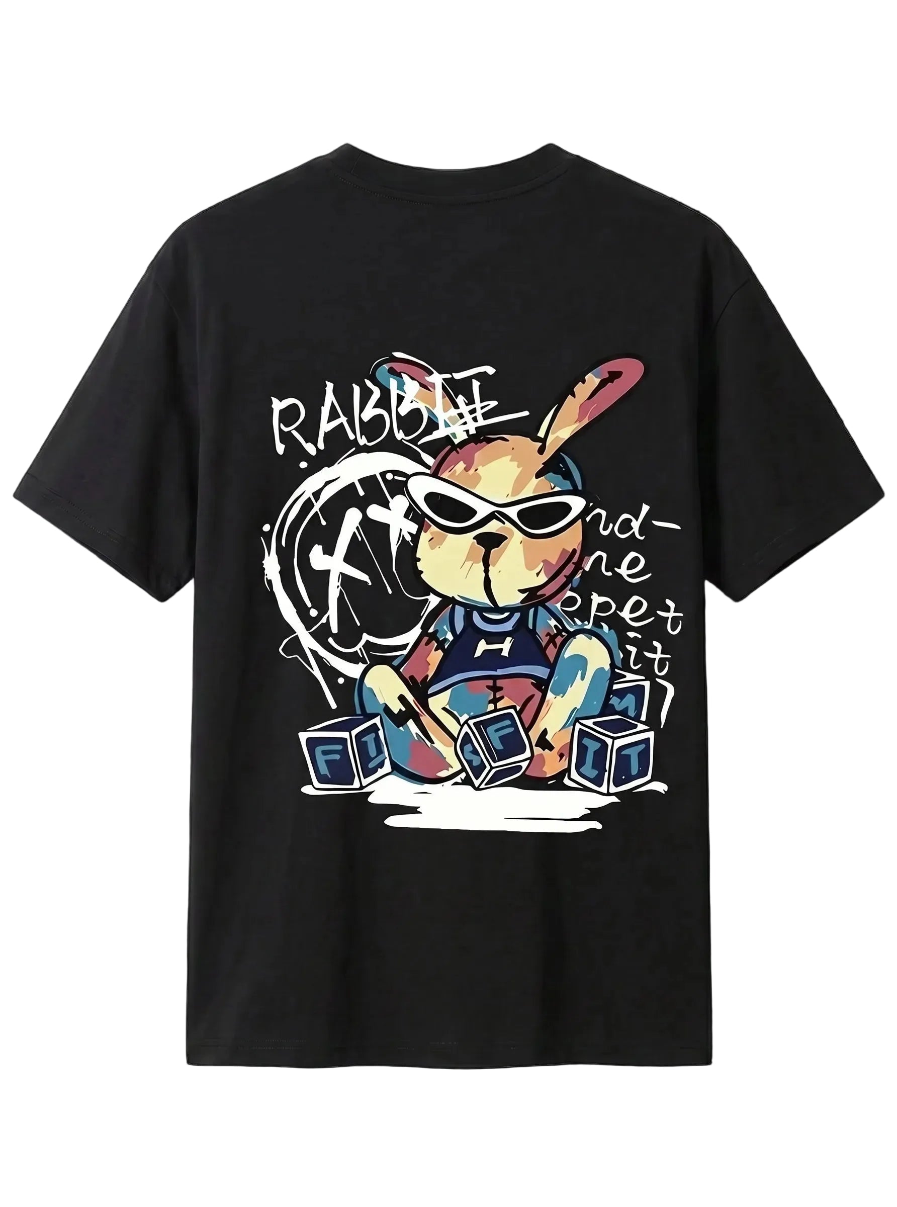 Rogue Bunny Oversize Erkek Tişört - Siyah