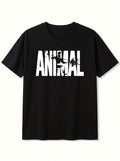 Animal Graphic Oversize Erkek Tişört - Siyah