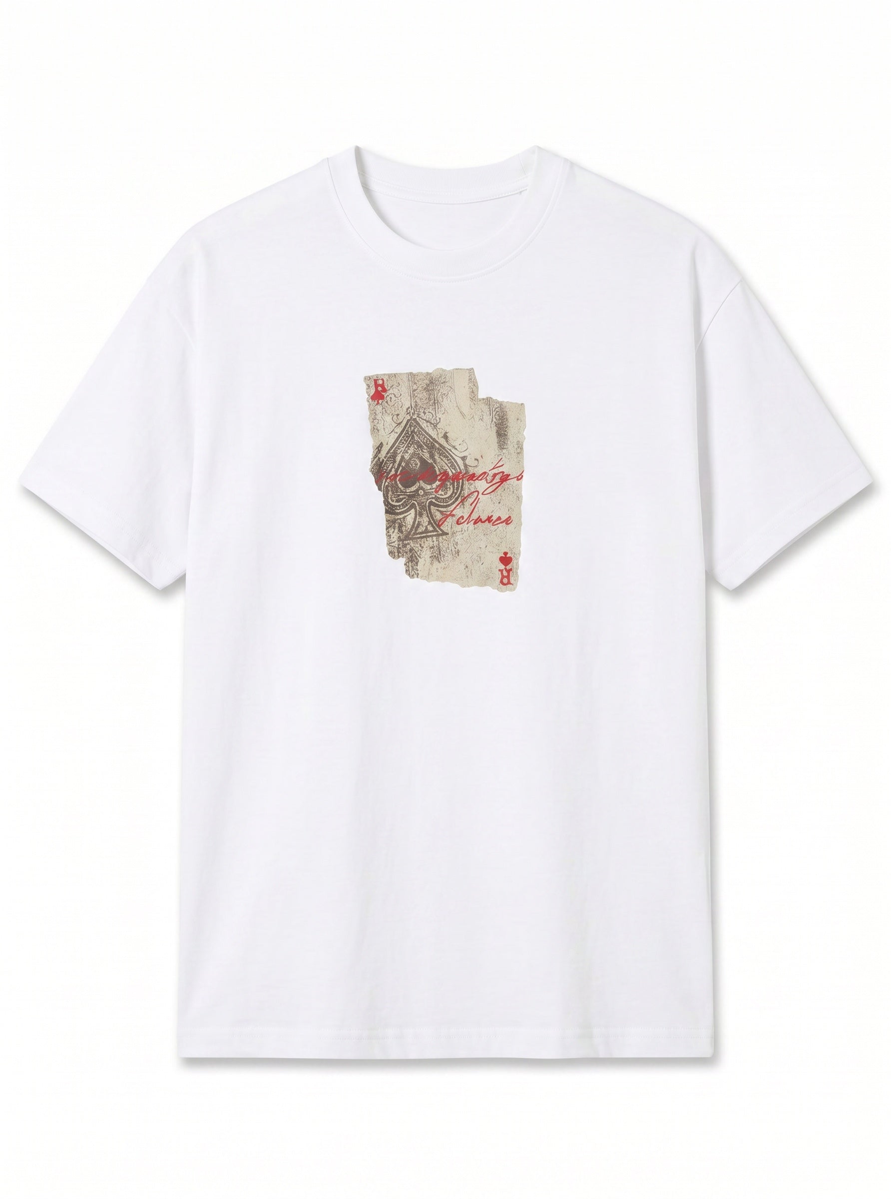 Ace Vintage Oversize Erkek Tişört - Beyaz
