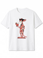 Pink Panther Graphic Oversize Erkek Tişört - Beyaz