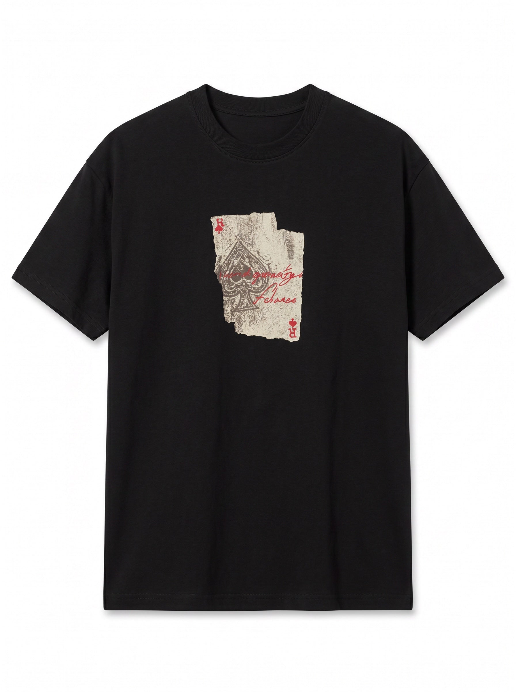 Ace Vintage Oversize Erkek Tişört - Siyah