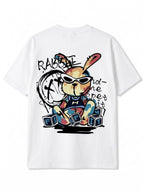 Rogue Bunny Oversize Erkek Tişört - Beyaz