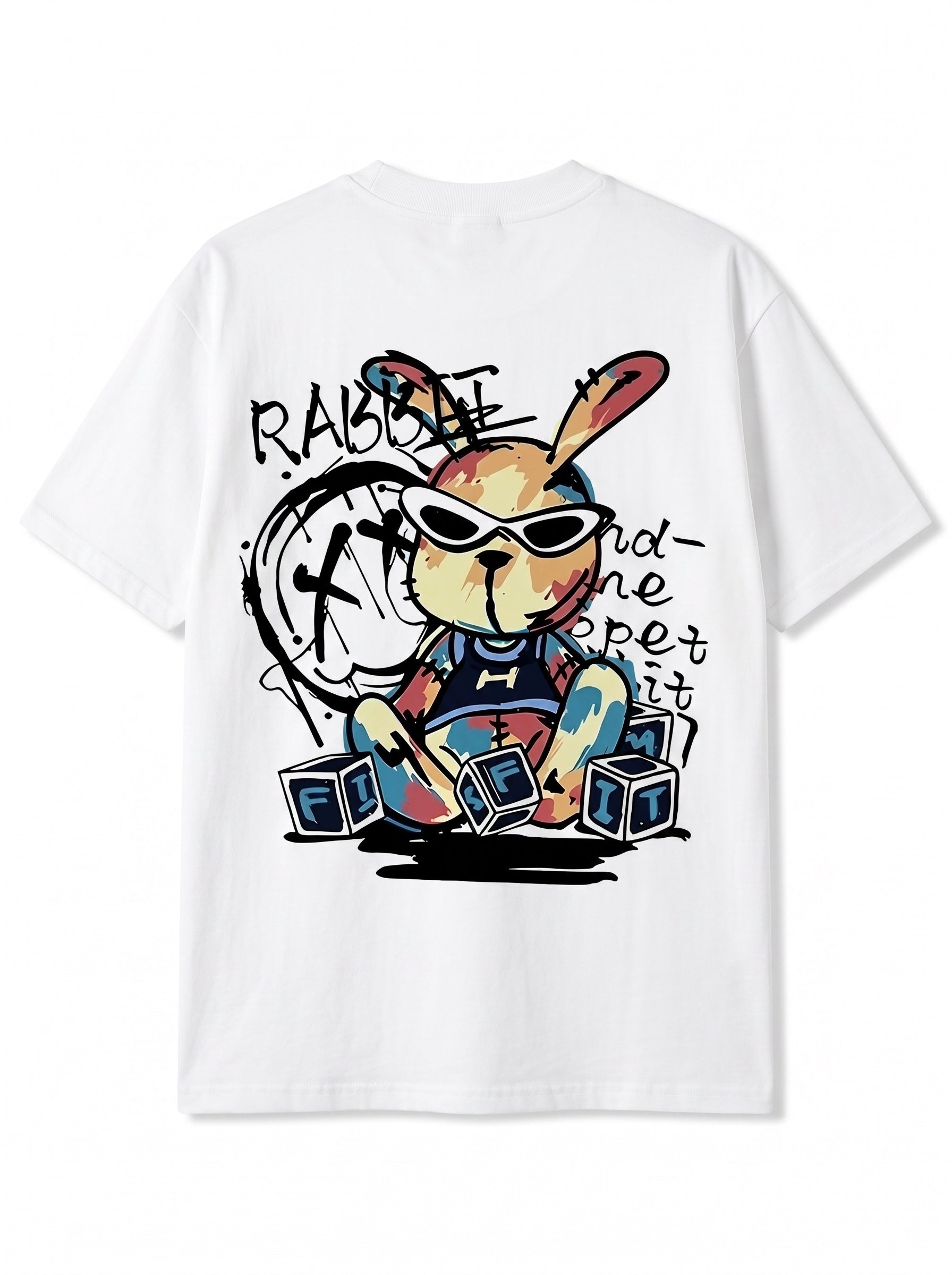 Rogue Bunny Oversize Erkek Tişört - Beyaz