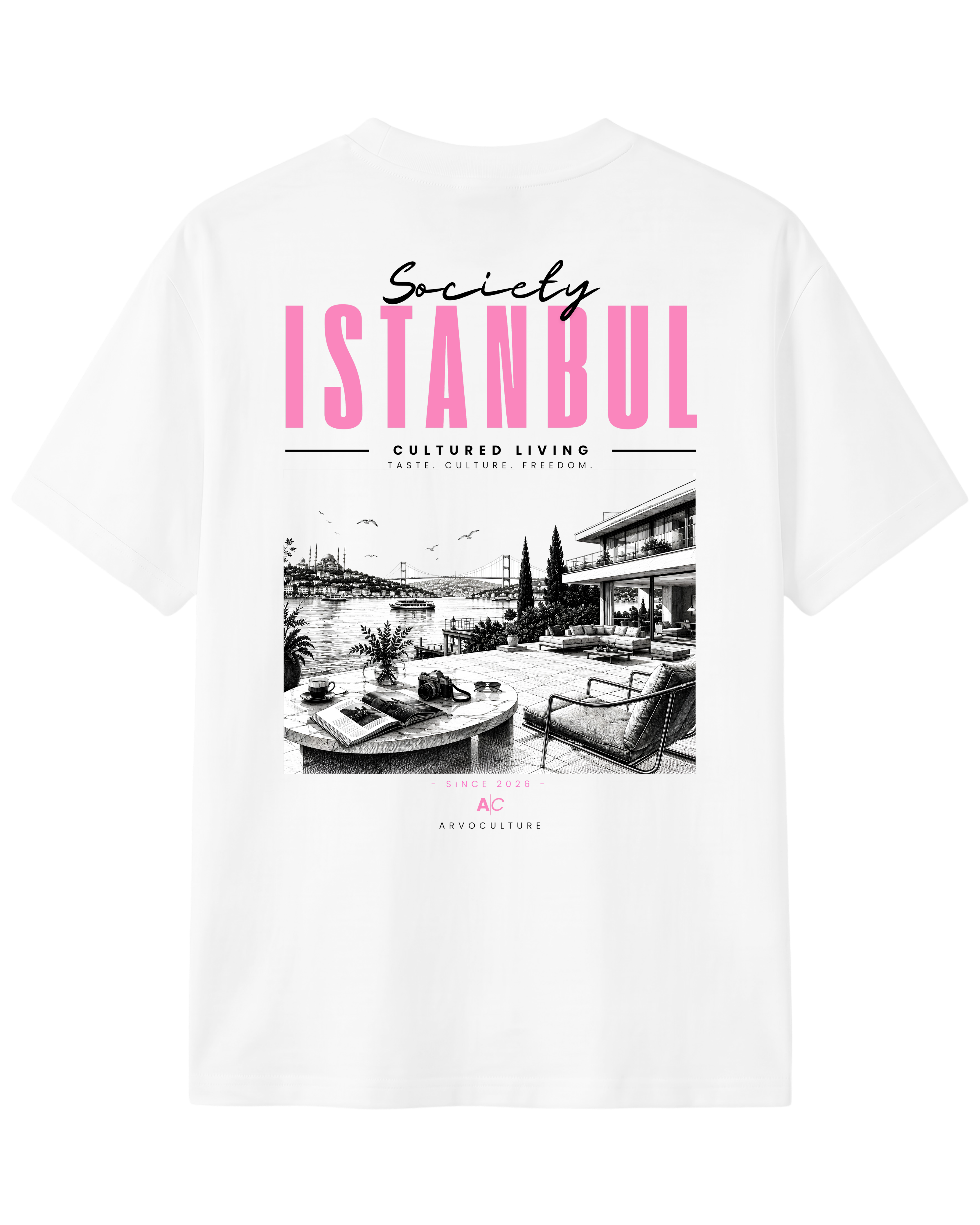The Society Collection Istanbul Oversize Unisex Tişört - Beyaz