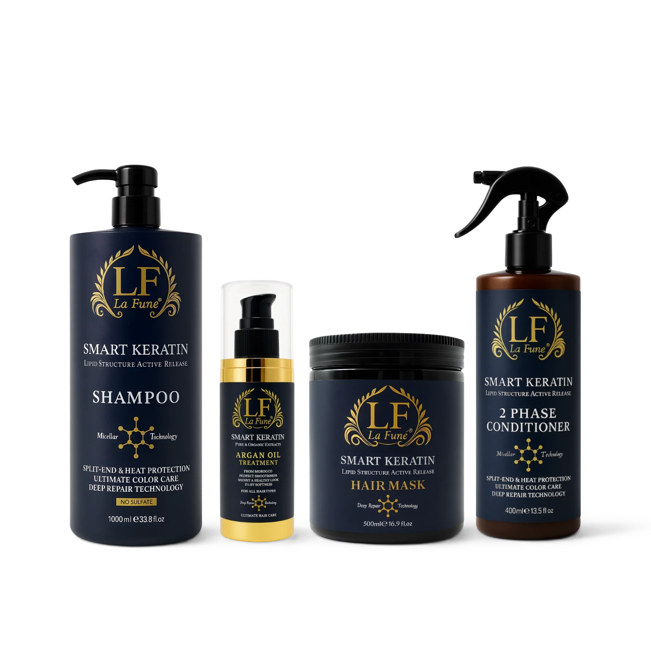 مجموعة LA FUNE سمارت كيراتين للعناية بالشعر | علاج الكيراتين المكثف للإصلاح والتقوية