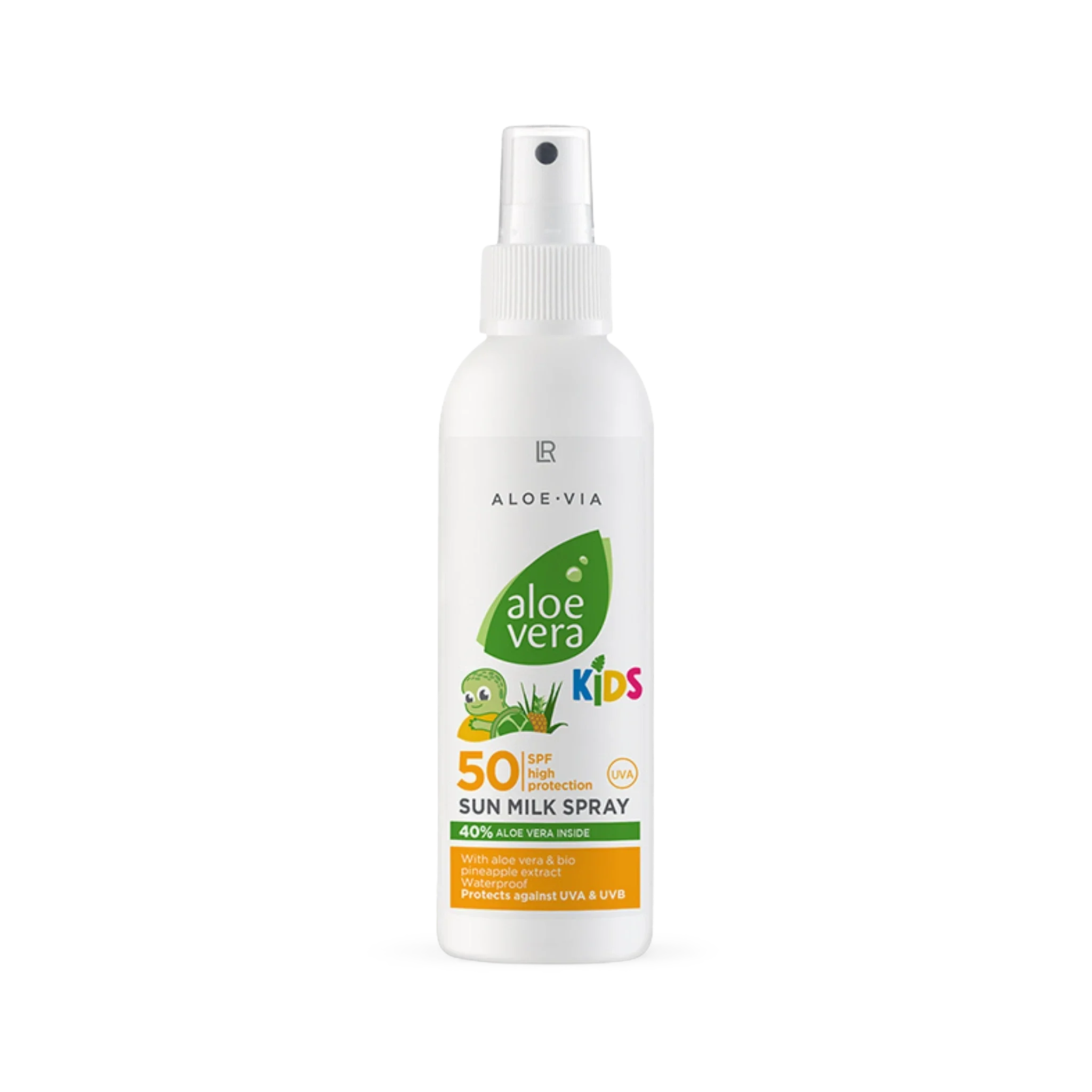 LR ALOE VIA بخاخ واقي الشمس للأطفال SPF 50 150 مل | بشرة حساسة وحماية عالية