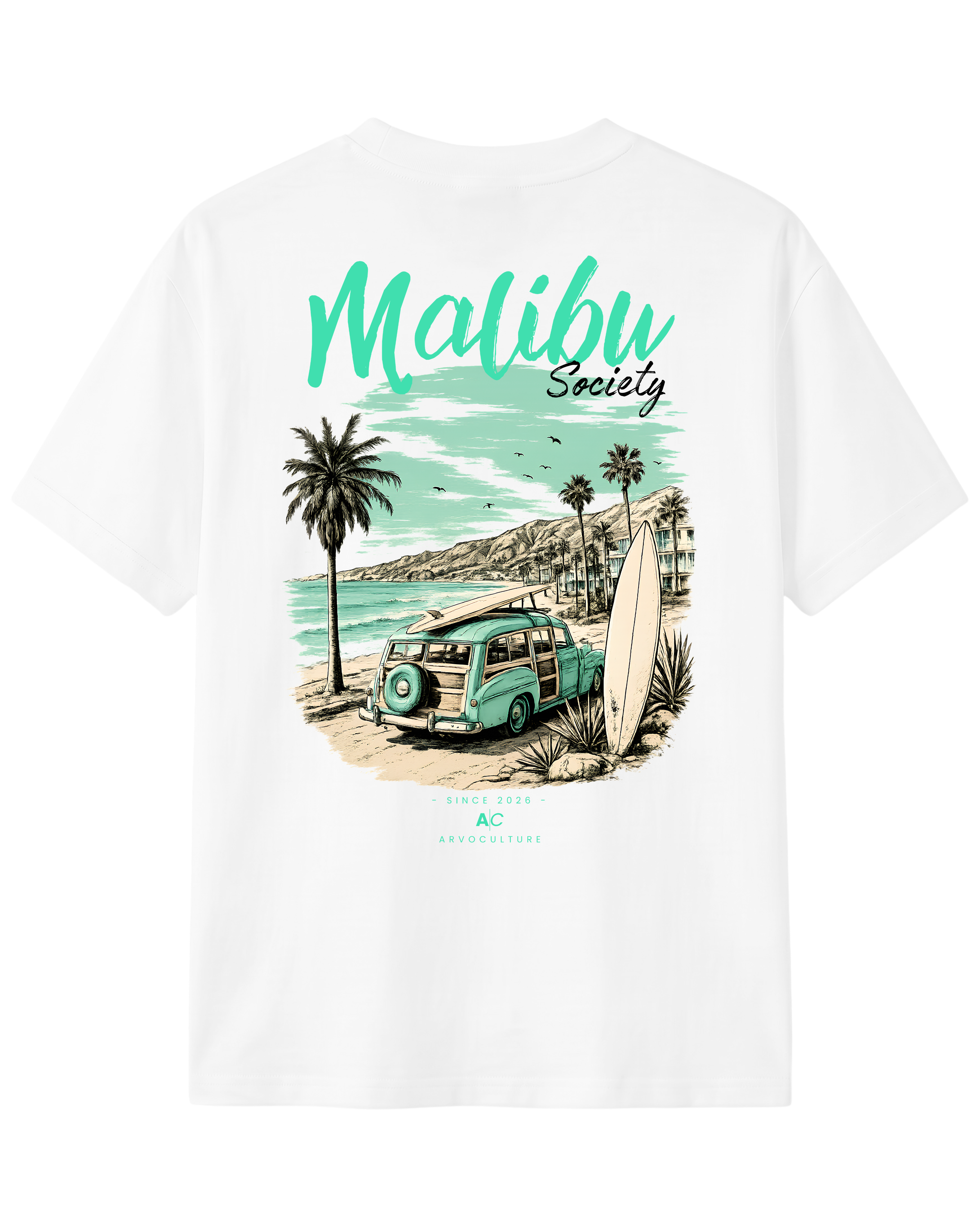 The Society Collection Malibu Oversize Unisex Tişört - Beyaz