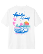 The Society Collection Miami Oversize Unisex Tişört - Beyaz