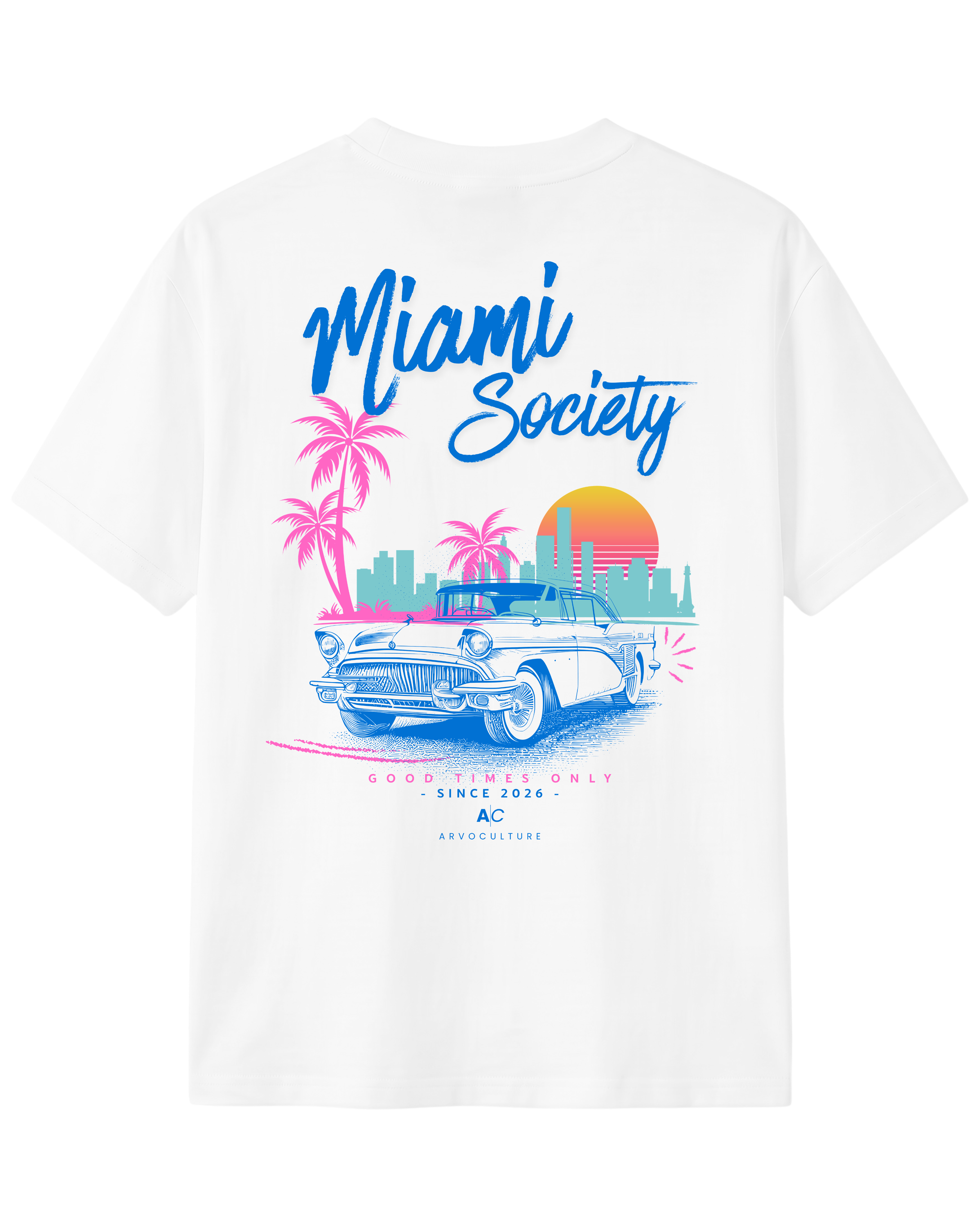 The Society Collection Miami Oversize Unisex Tişört - Beyaz