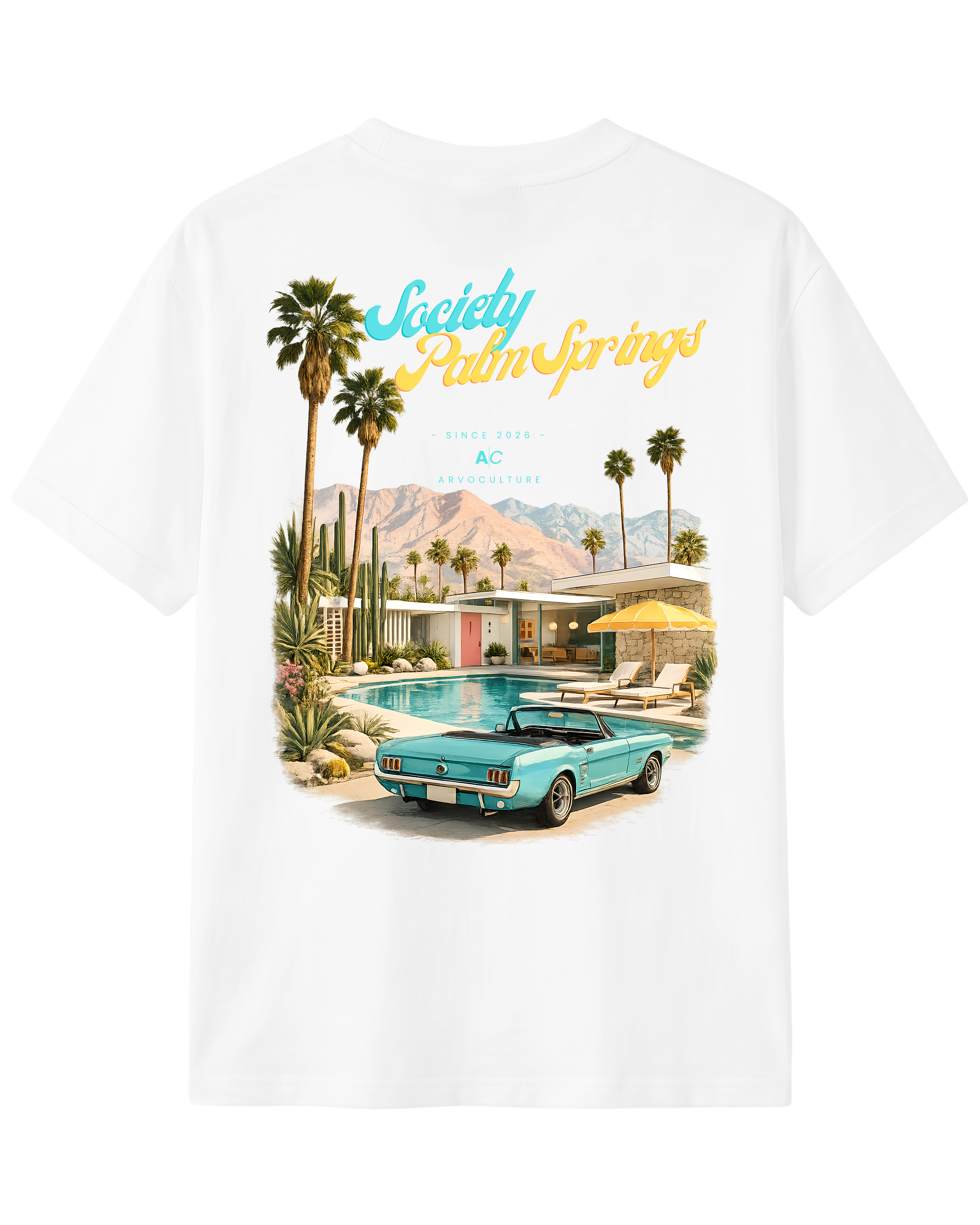 The Society Collection Palm Springs Oversize Unisex Tişört - Beyaz