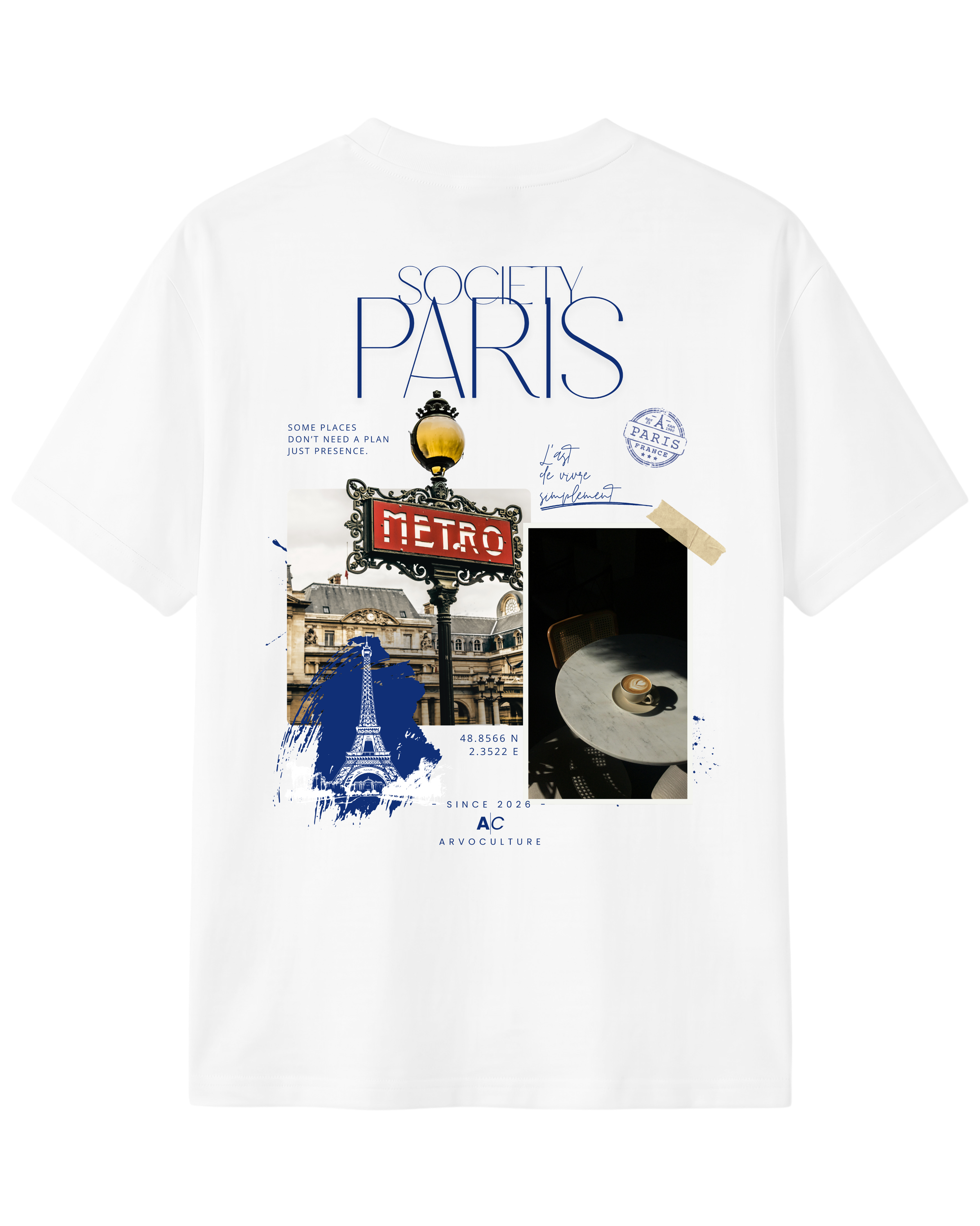 The Society Collection Paris Oversize Unisex Tişört - Beyaz