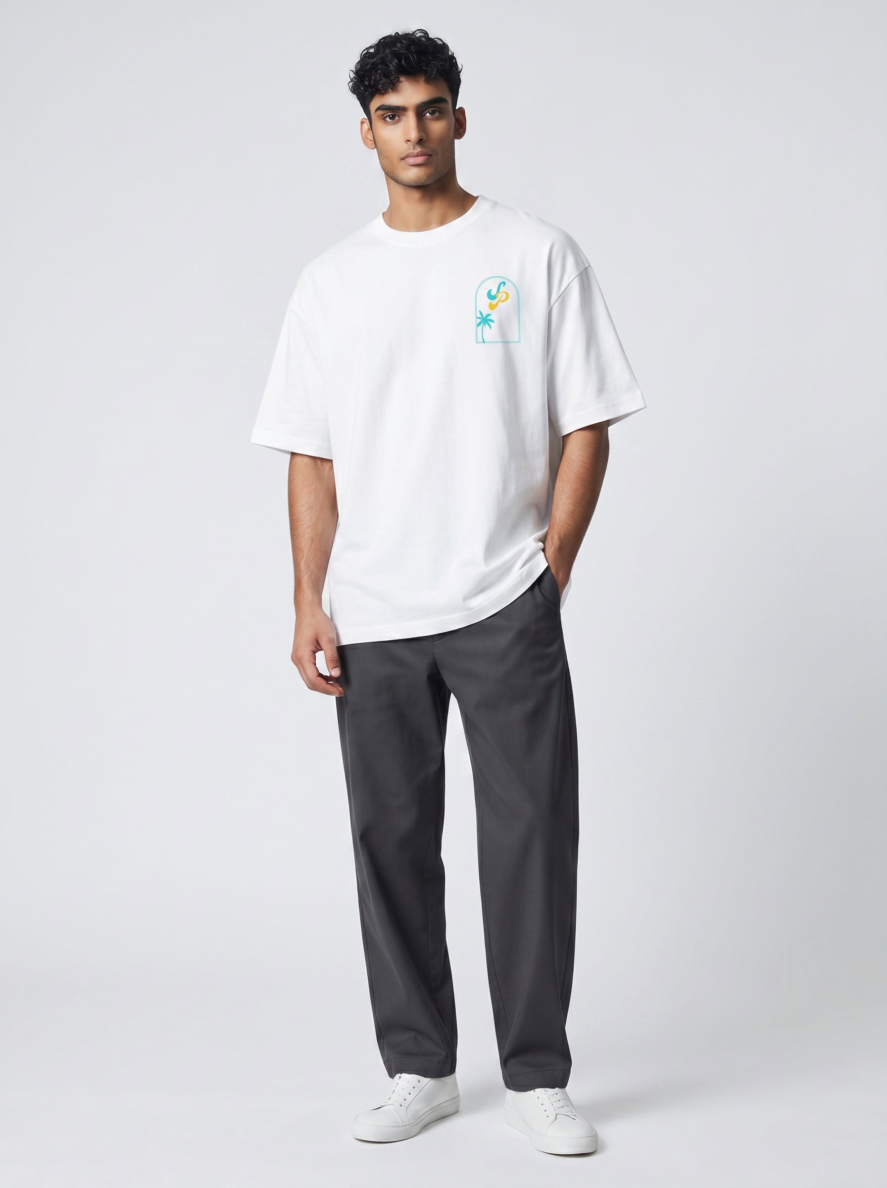 The Society Collection Palm Springs Oversize Unisex Tişört - Beyaz