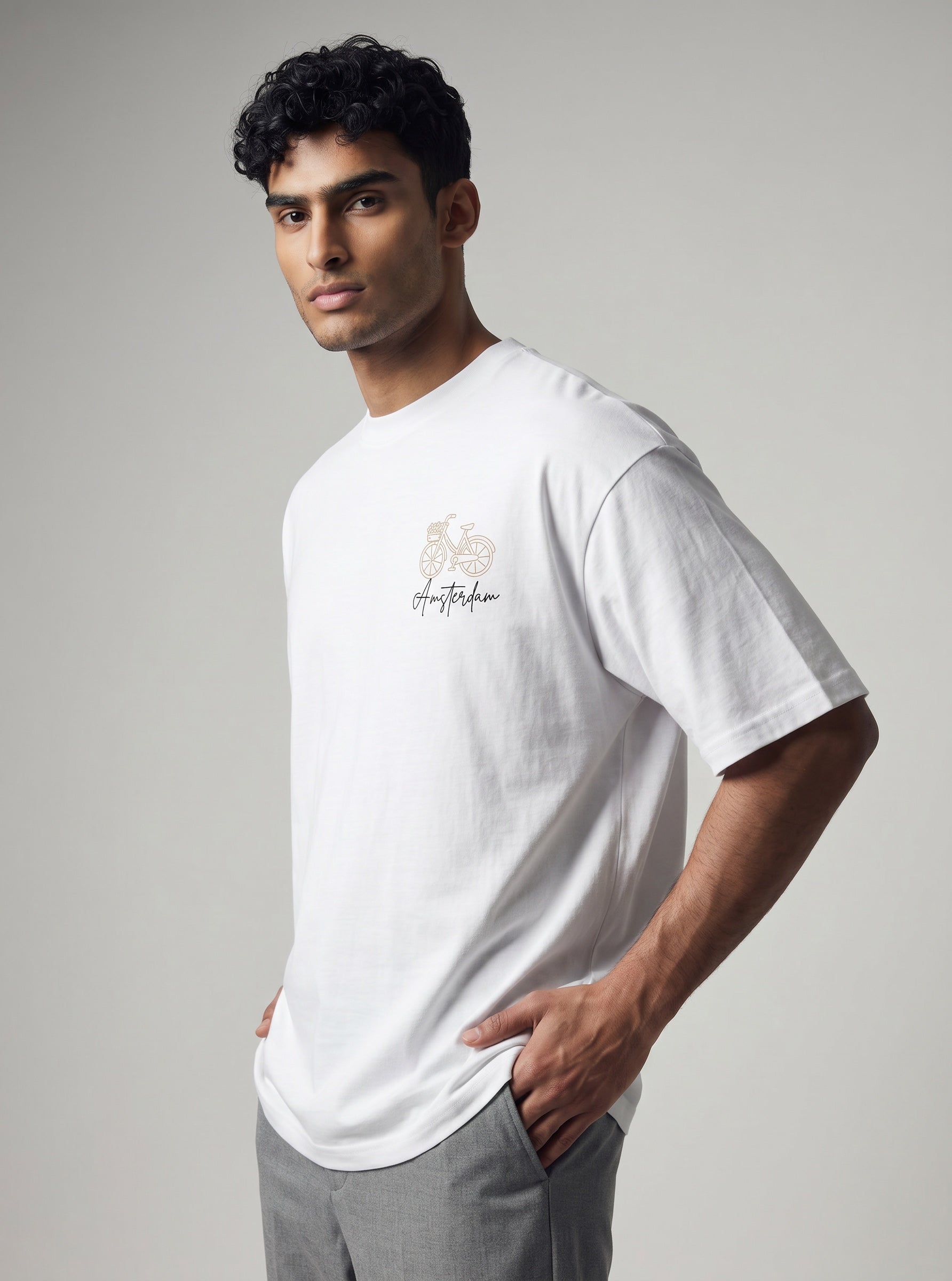 The Society Collection Amsterdam Oversize Unisex Tişört - Beyaz