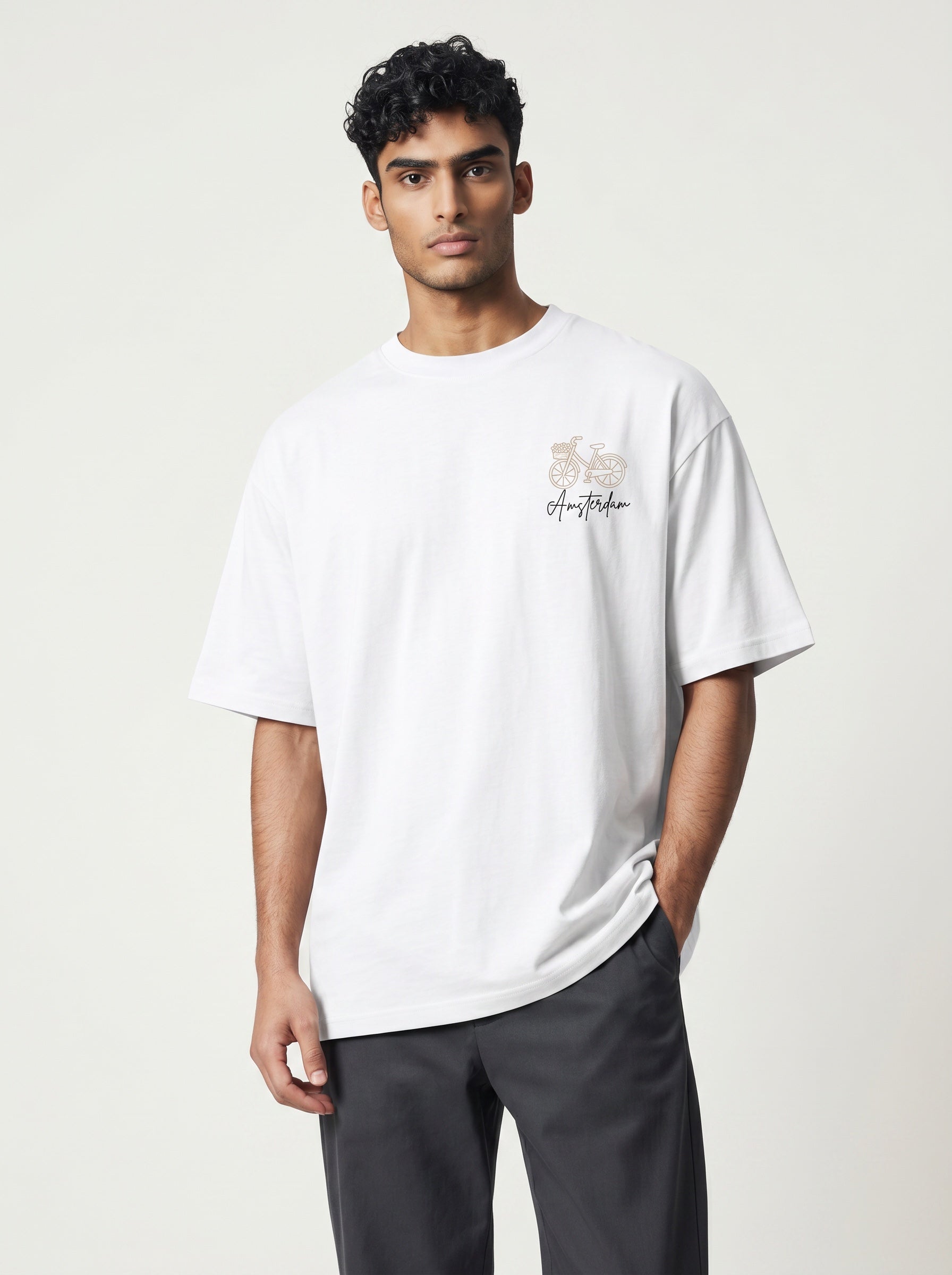 The Society Collection Amsterdam Oversize Unisex Tişört - Beyaz