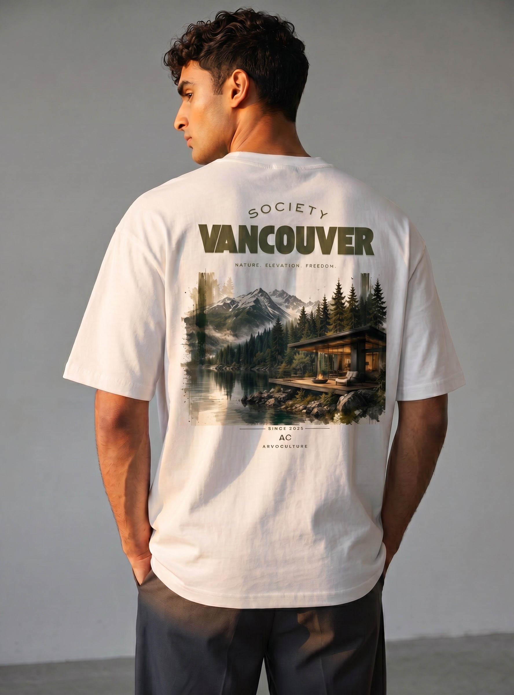 The Society Collection Vancouver Oversize Unisex Tişört - Beyaz