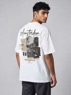 The Society Collection Amsterdam Oversize Unisex Tişört - Beyaz