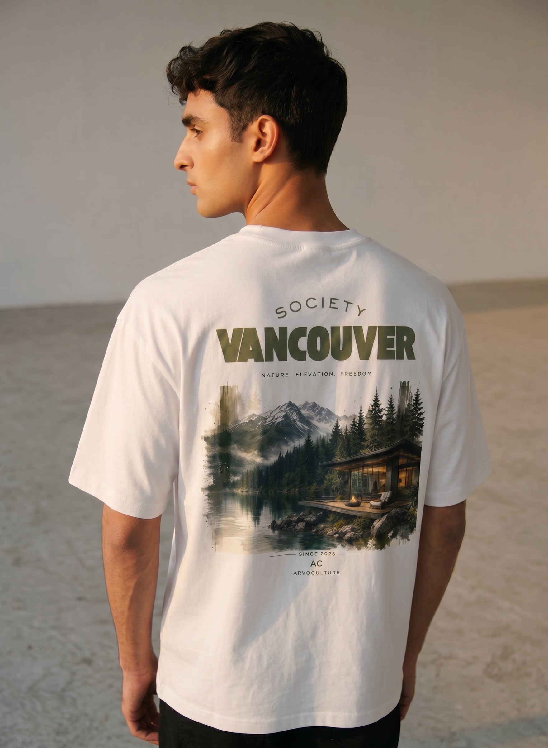 The Society Collection Vancouver Oversize Unisex Tişört - Beyaz